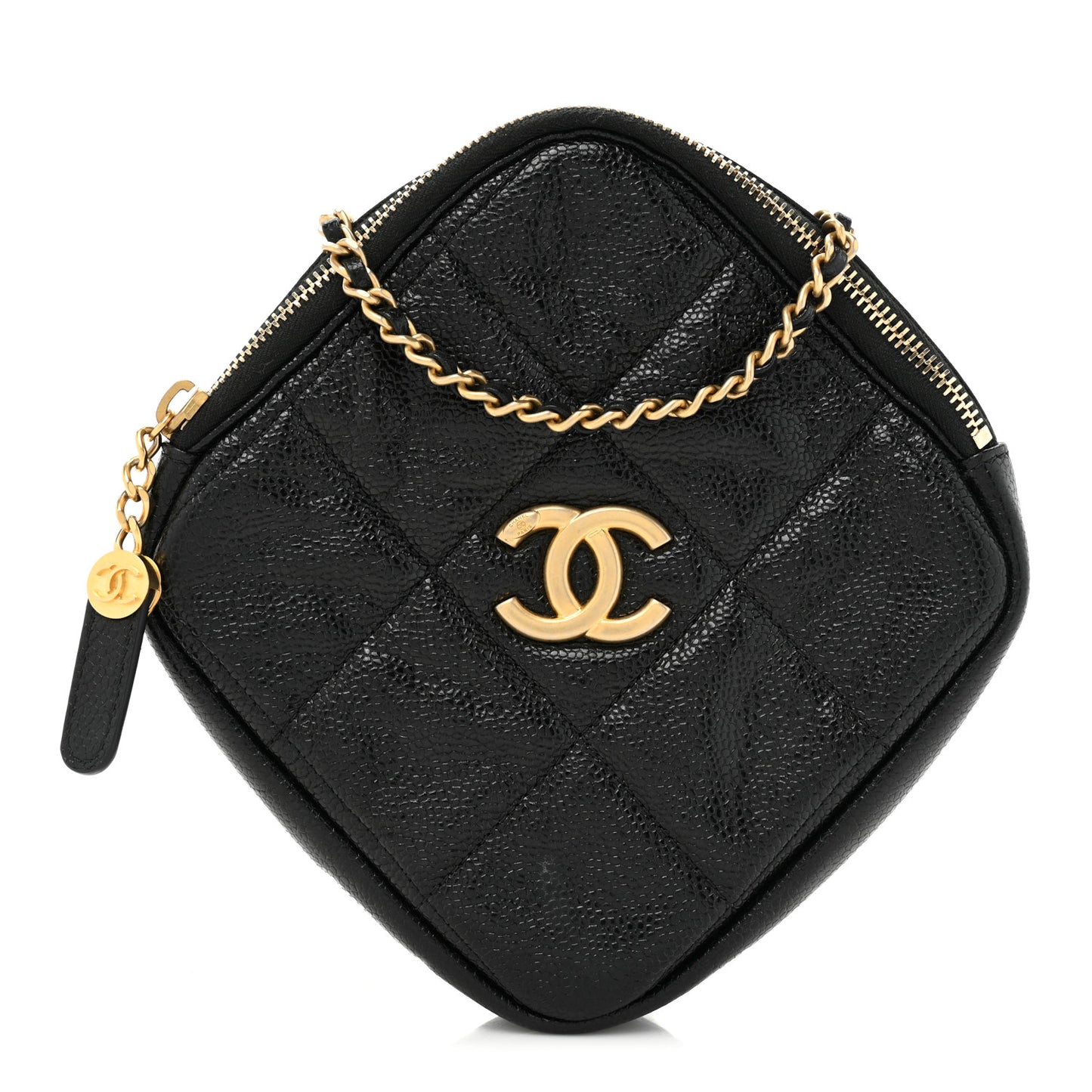 Caviar Quilted Diamond Clutch With Chain Black