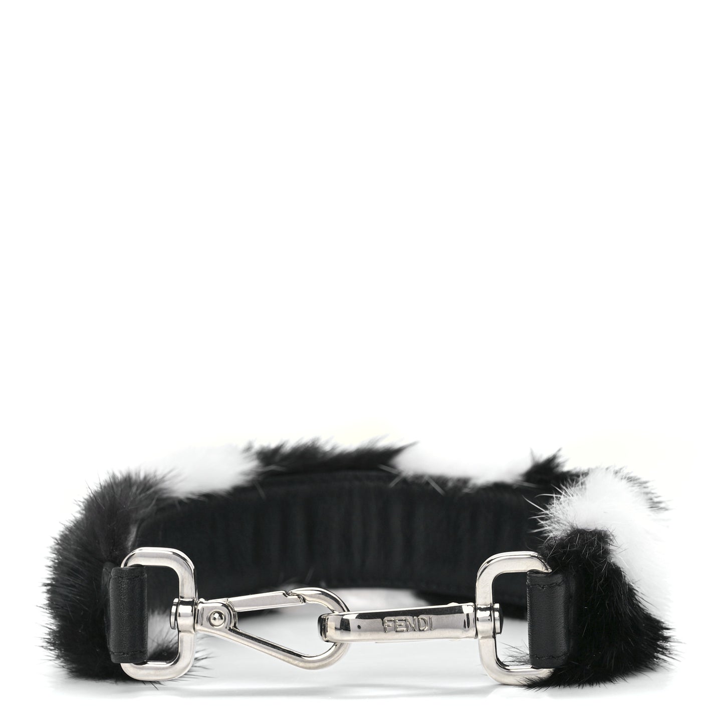 Mink Fur Vitello Dolce Pequin Mini Strap You Black White