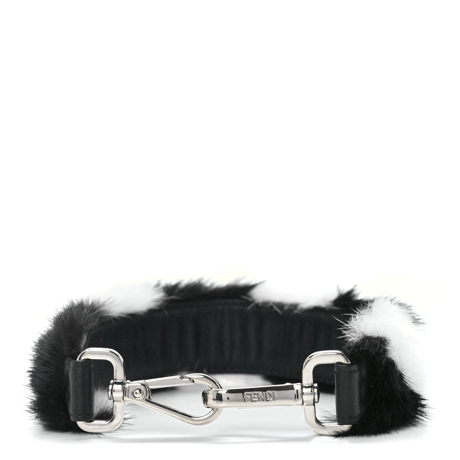 Fendi Mink Fur Vitello Dolce Pequin Mini Strap You Black White 1 of 5