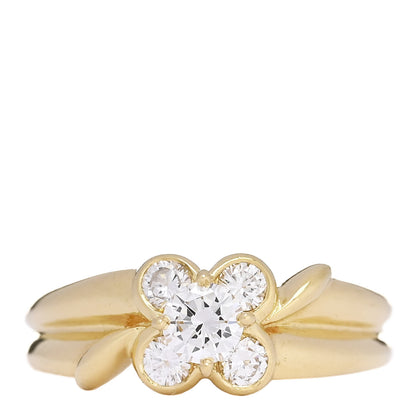 Van Cleef & Arpels 18K Yellow Gold Diamond Flower Ring 51 5.75 1 of 4
