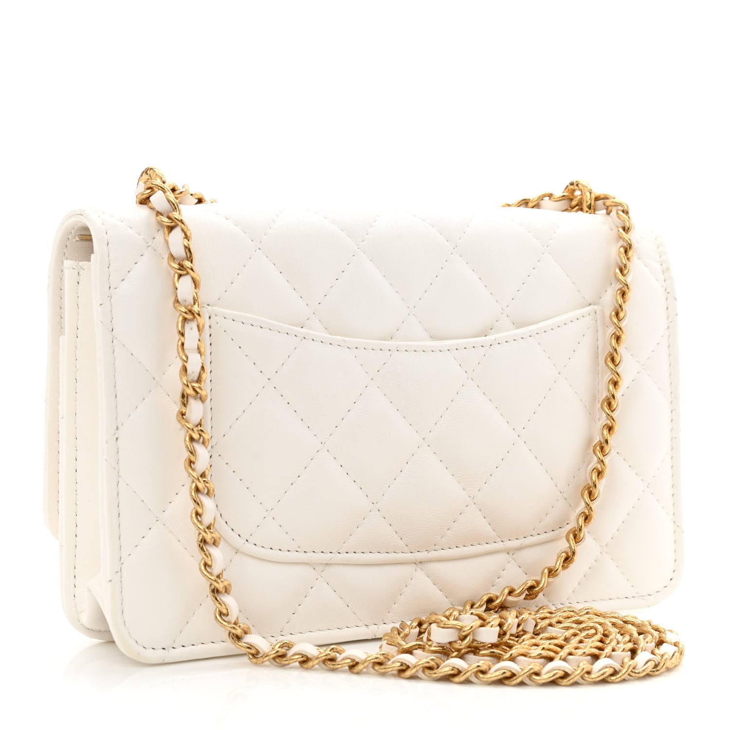 Chanel Lambskin Quilted CC Wallet On Chain WOC White 2 of 11