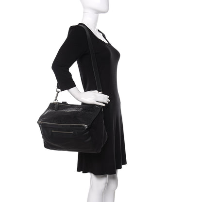 Givenchy Smooth Calfskin Crocodile Embossed Medium Pandora Black 2 of 10