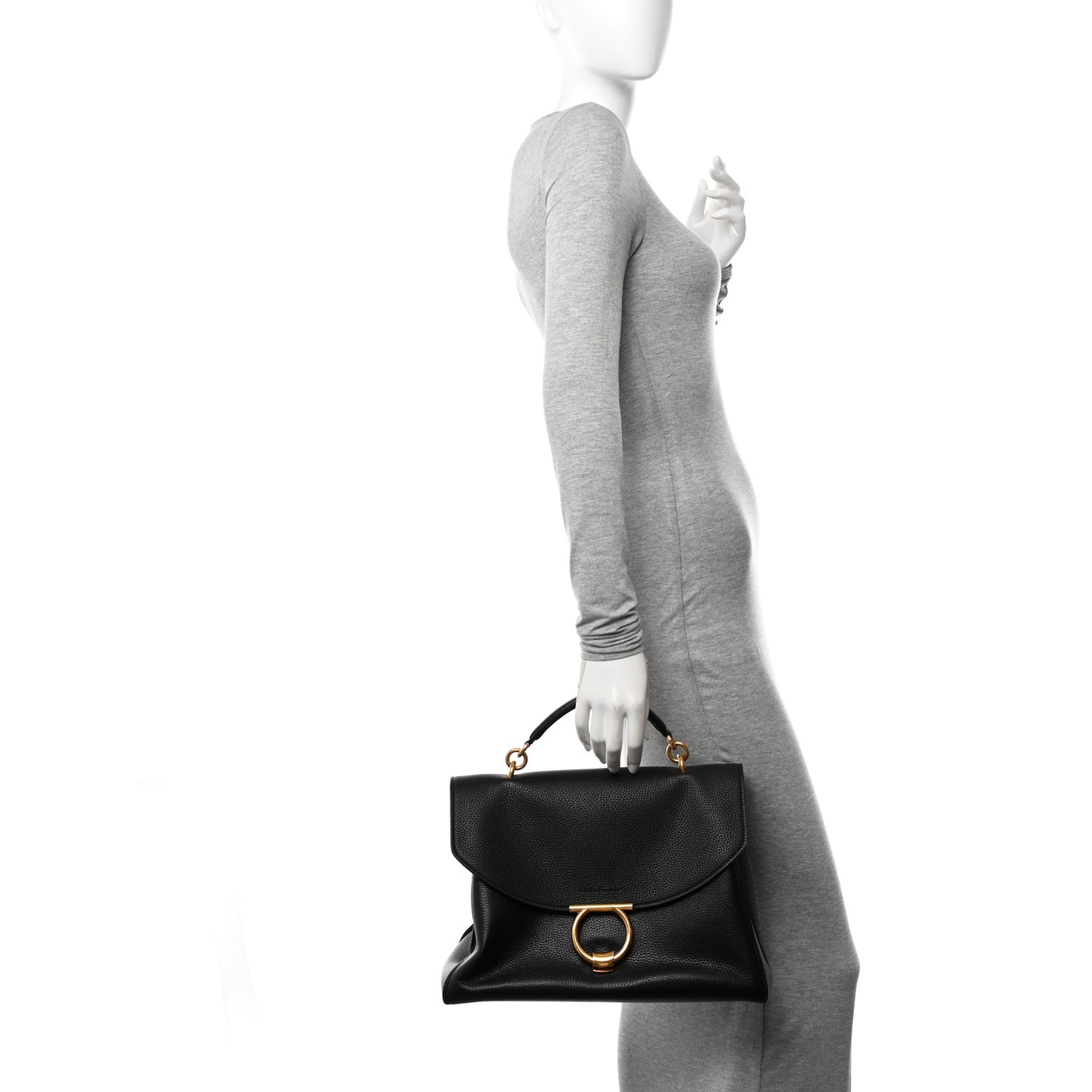 Calfskin Medium Margot Top Handle Satchel Black