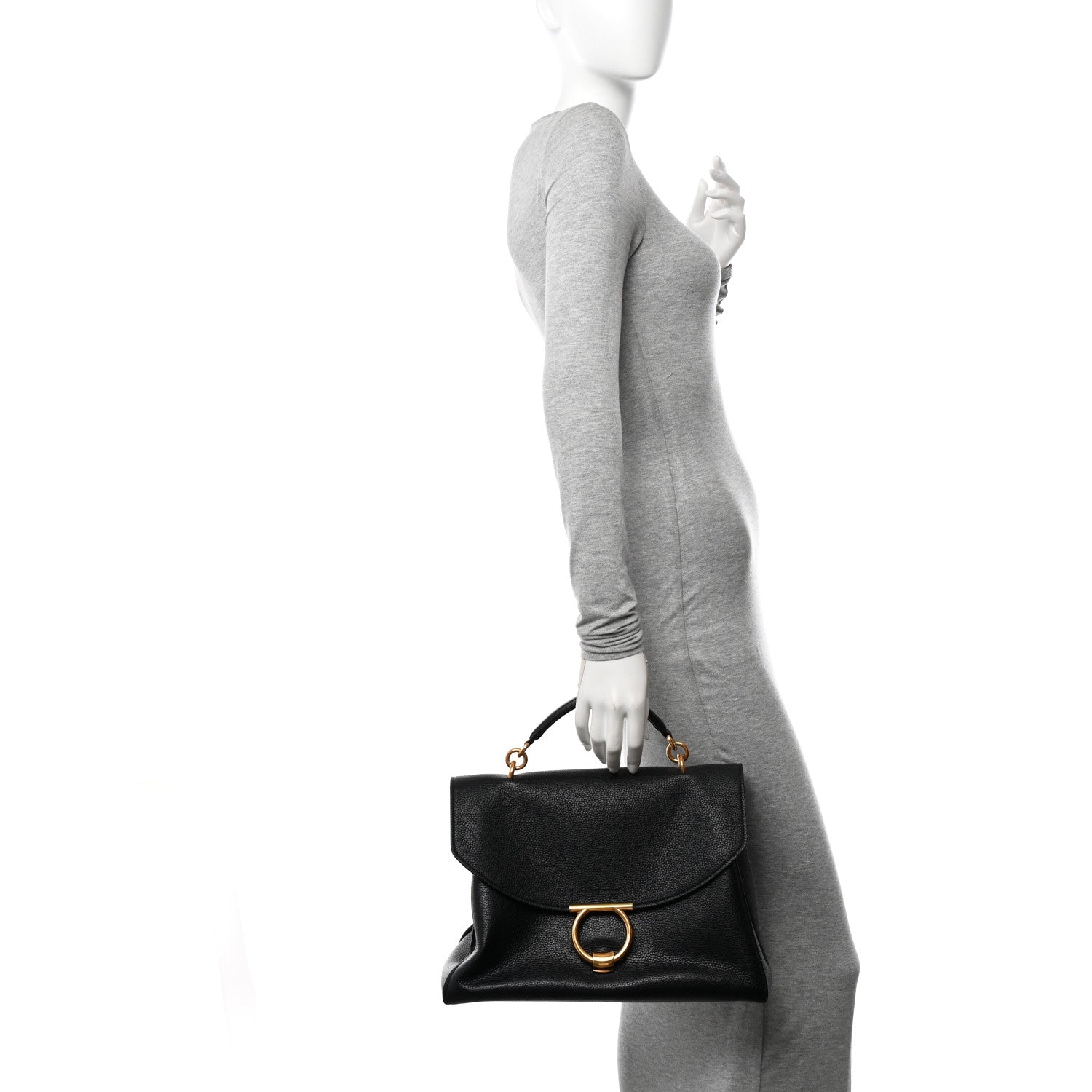 Salvatore Ferragamo Calfskin Medium Margot Top Handle Satchel Black 2 of 14
