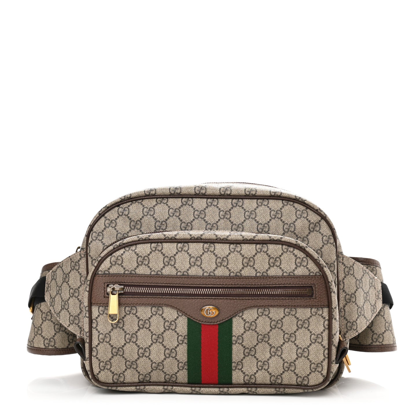 Soft GG Supreme Monogram Textured Dollar Calfskin Web Ophidia Pouch Pocket Belt Bag 95 38 Beige Ebony New Acero Black