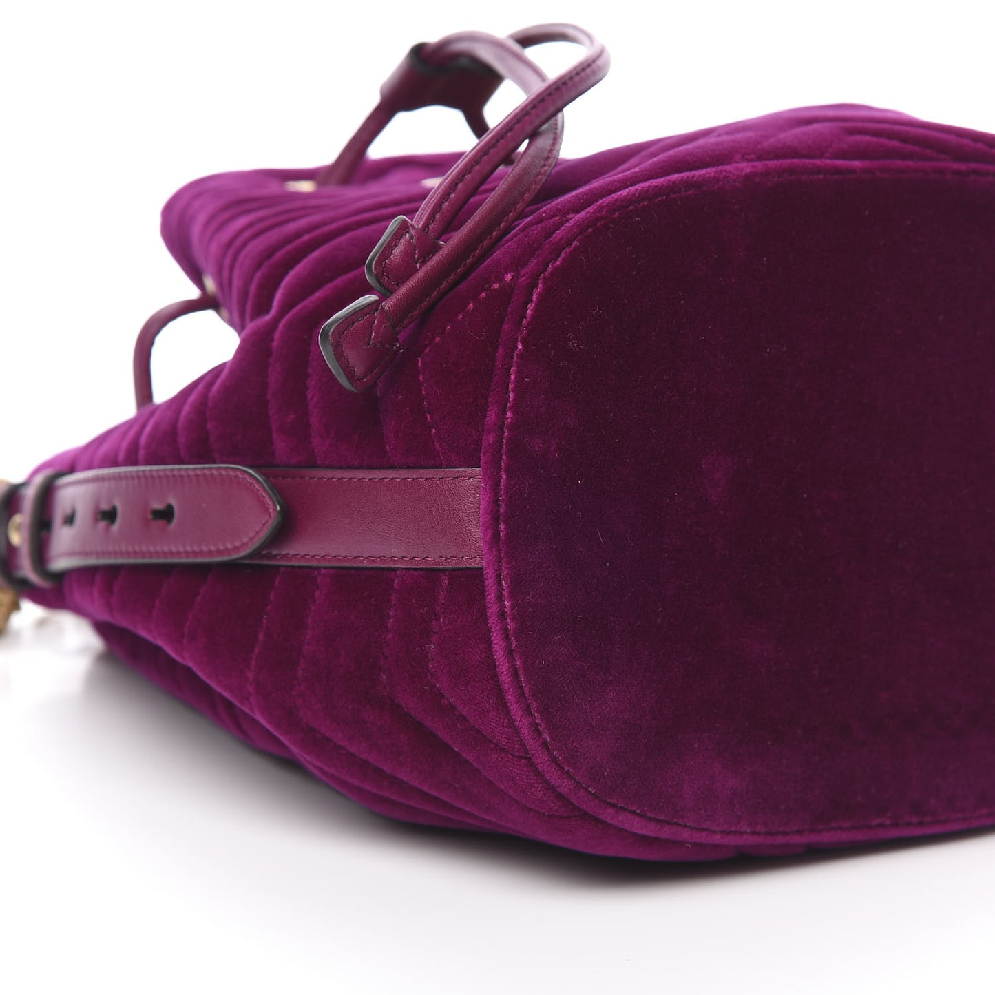 Velvet Matelasse GG Marmont Bucket Bag Fuchsia Violet Cyclamen