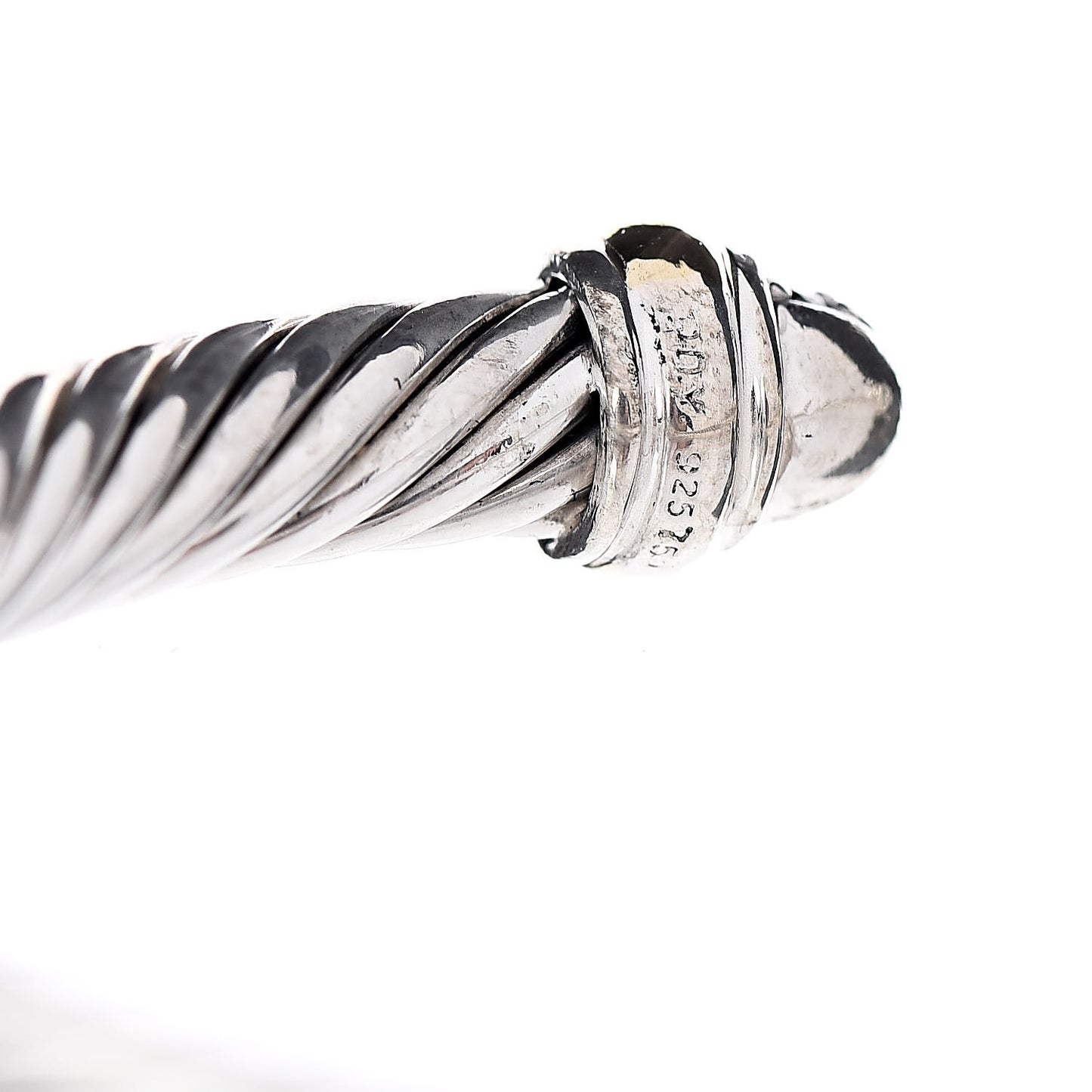 Sterling Silver 14K Yellow Gold Diamond 5mm Cable Classics Bracelet