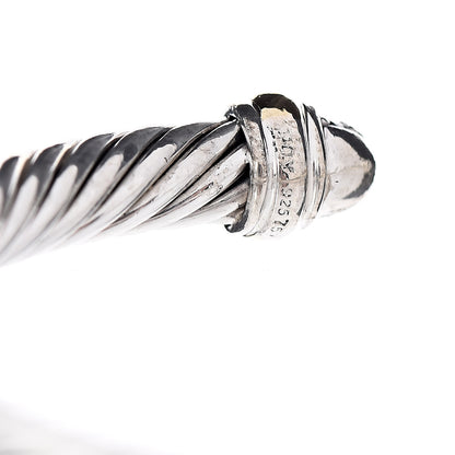 David Yurman Sterling Silver 14K Yellow Gold Diamond 5mm Cable Classics Bracelet 4 of 4