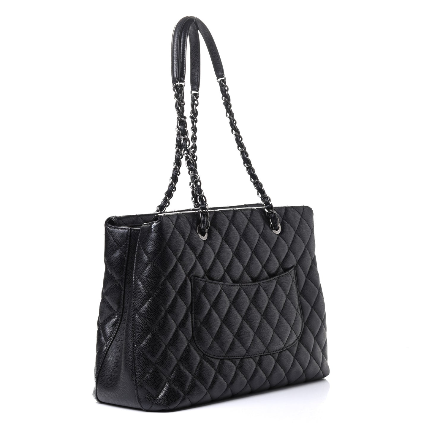 Caviar Quilted City Shopping Tote Black