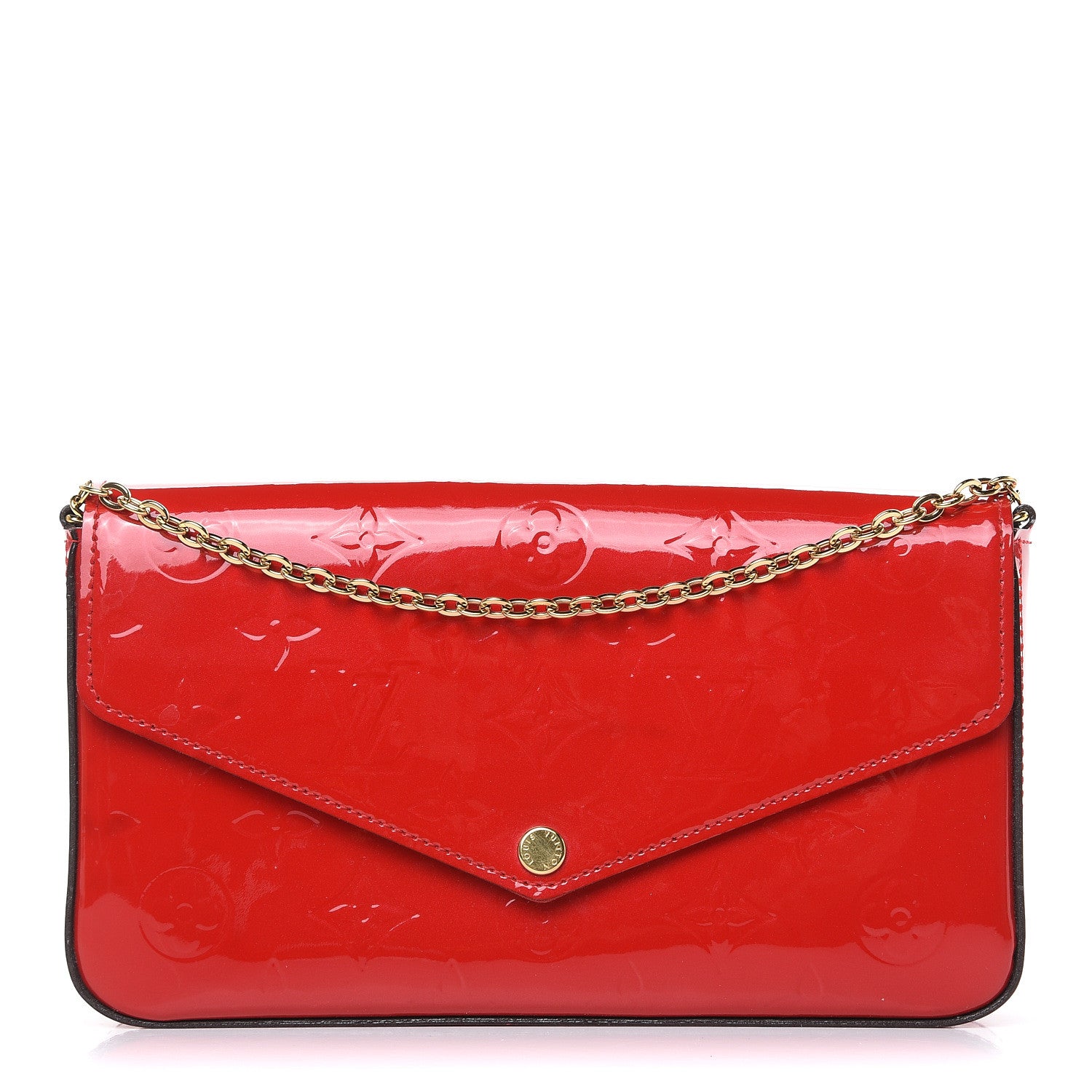 Louis Vuitton Vernis Felicie Pochette Chain Wallet Cherry 1 of 10