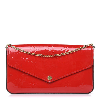 Louis Vuitton Vernis Felicie Pochette Chain Wallet Cherry 1 of 10