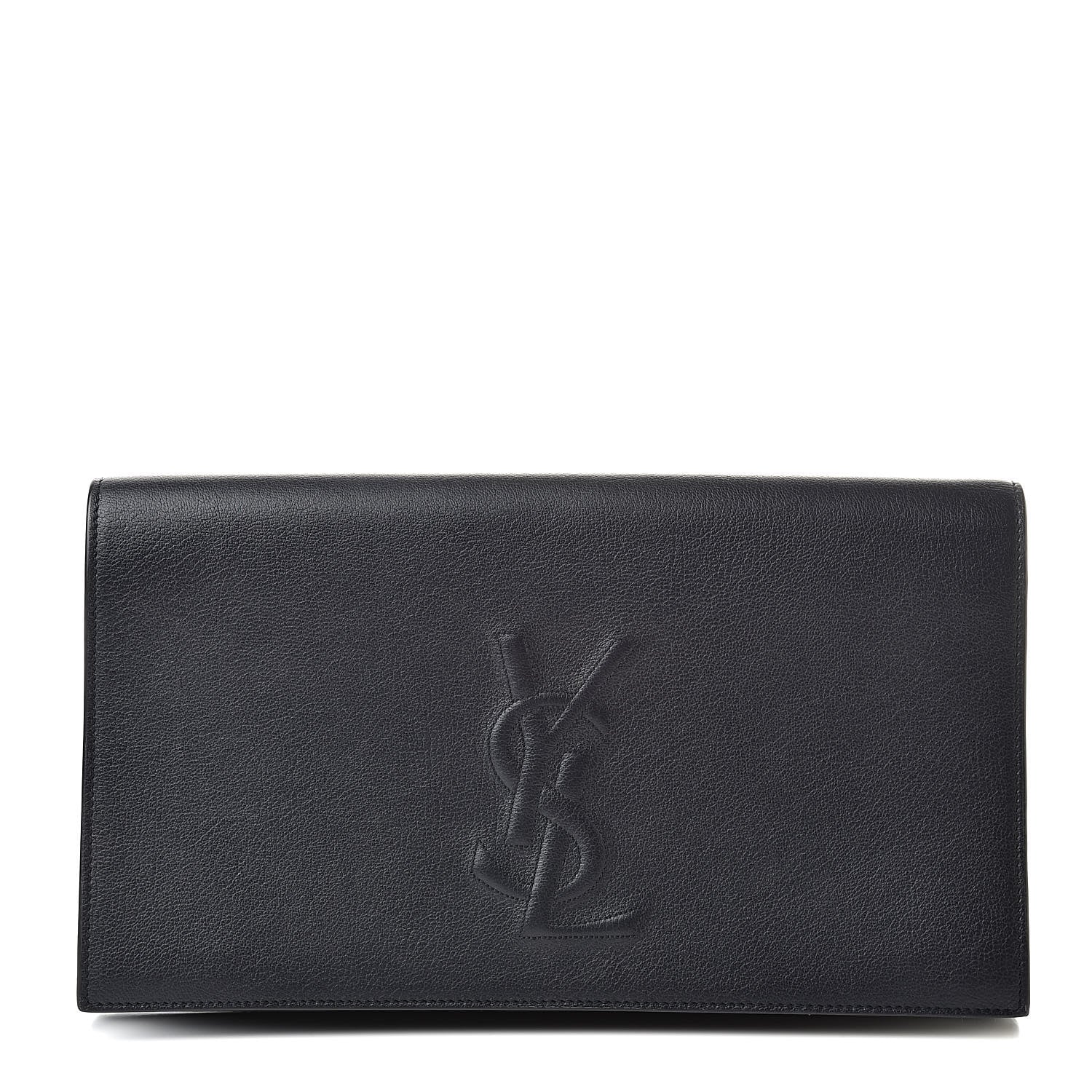 Saint Laurent Calfskin Monogram Large Belle De Jour Clutch Navy 1 of 8