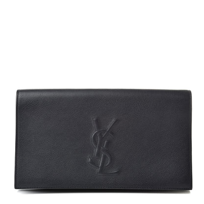 Saint Laurent Calfskin Monogram Large Belle De Jour Clutch Navy 1 of 8