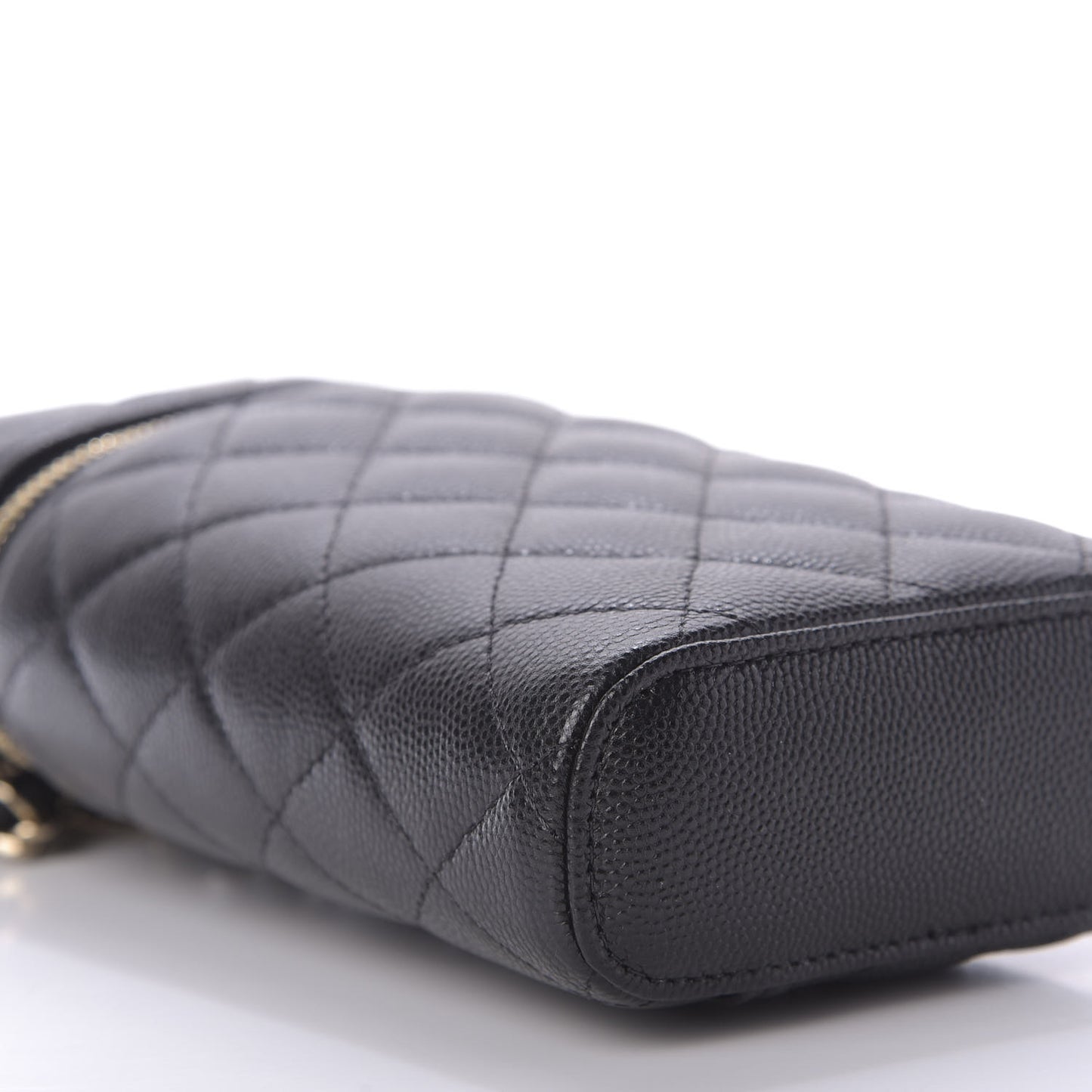 Caviar Quilted Phone Holder With Chain Black