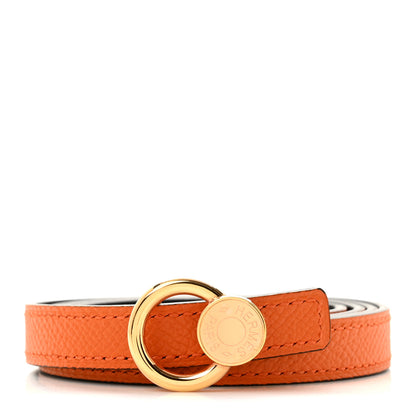 Hermes Swift Epsom 13mm Clou de Selle Belt 80 Black Orange 1 of 5
