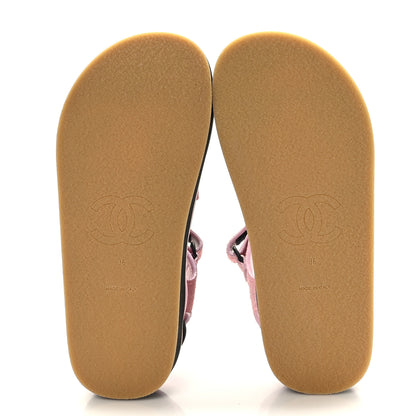 Chanel Suede Calfskin Velcro Flat Sandals 36 Light Pink 5 of 8