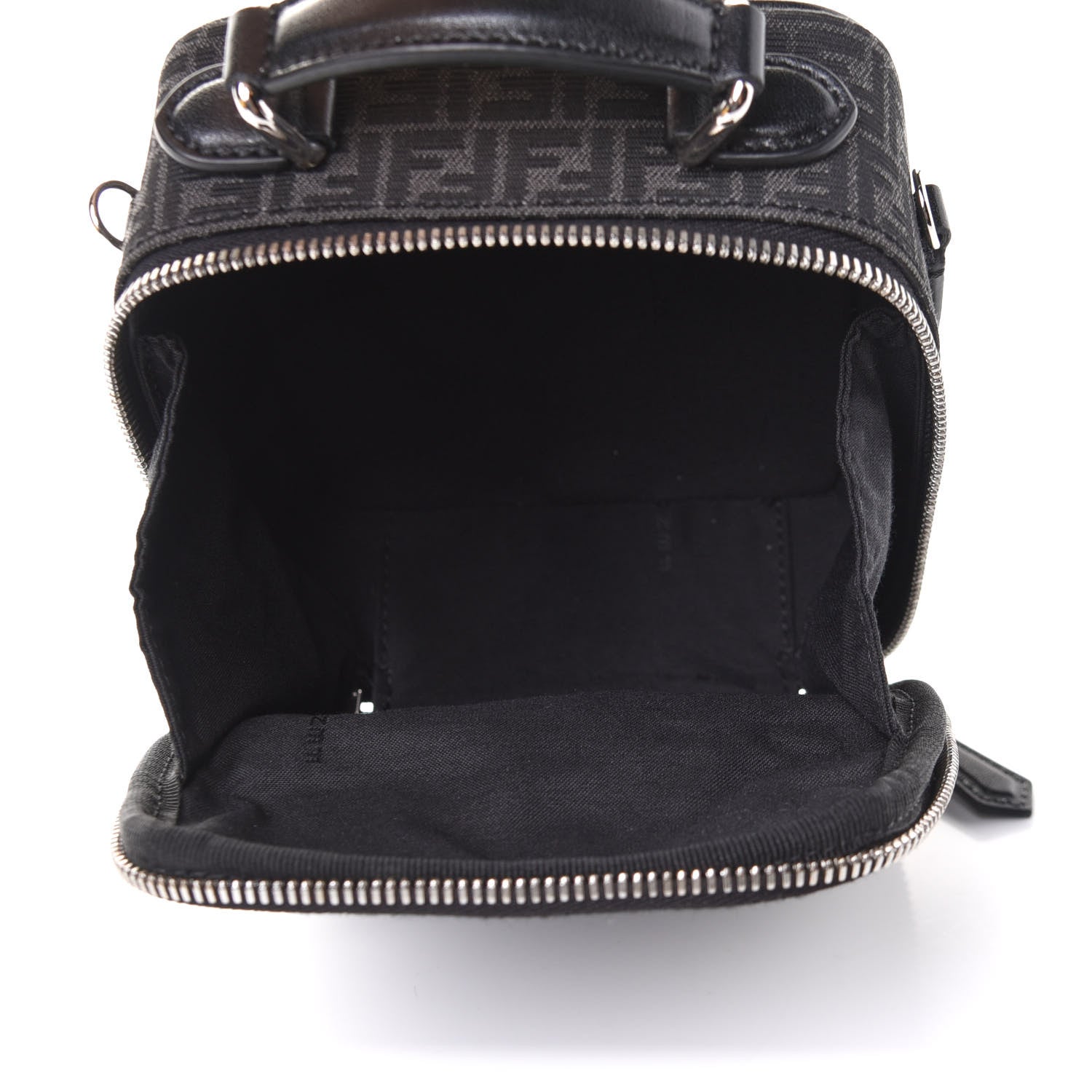 Fendi Recycled Fabric Jacquard Vitello Astro Micro FF Mini Trolley Bag Asfalto Black 6 of 11