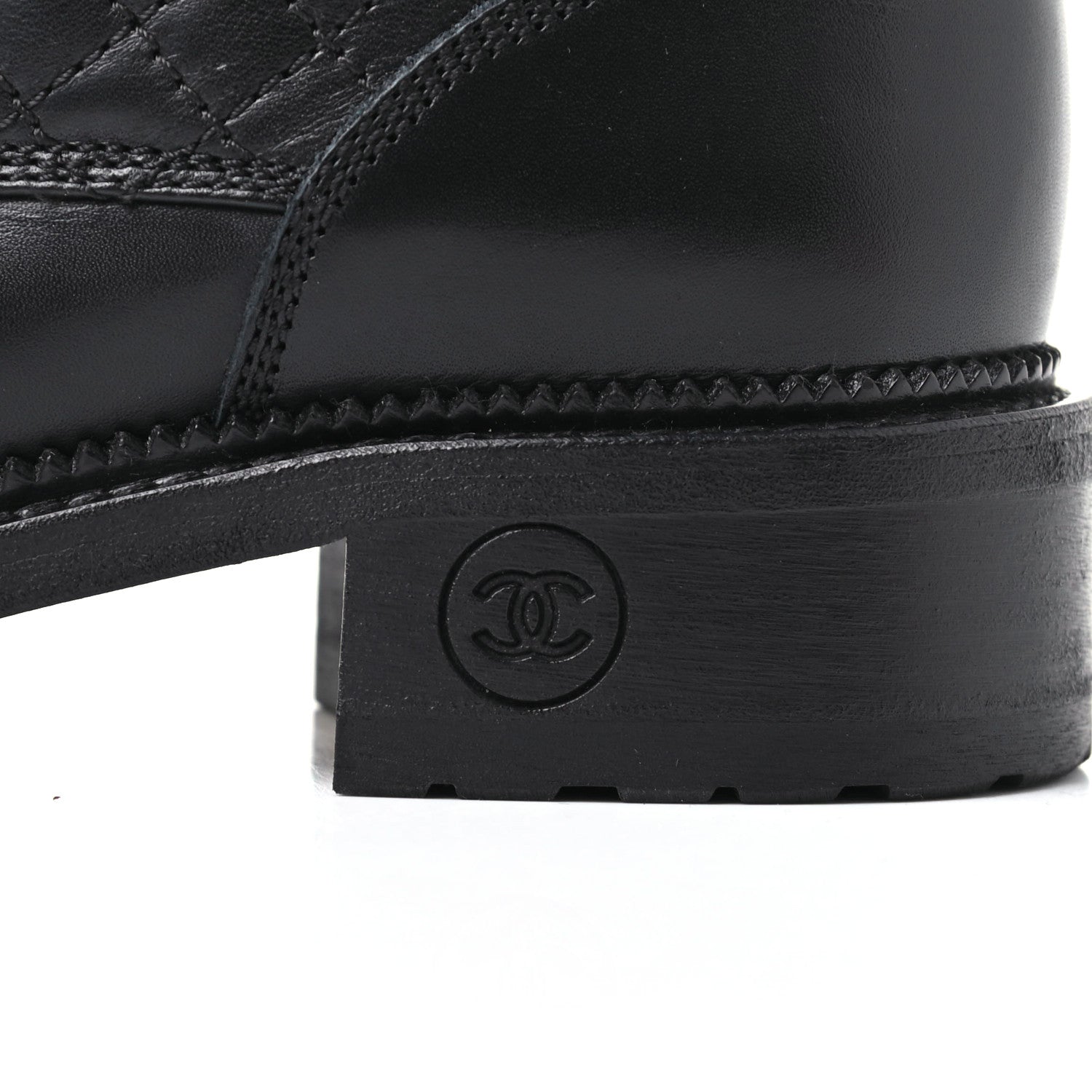 Chanel Calfskin Quilted Lace Up Combat Boots 38 Black 7 of 8