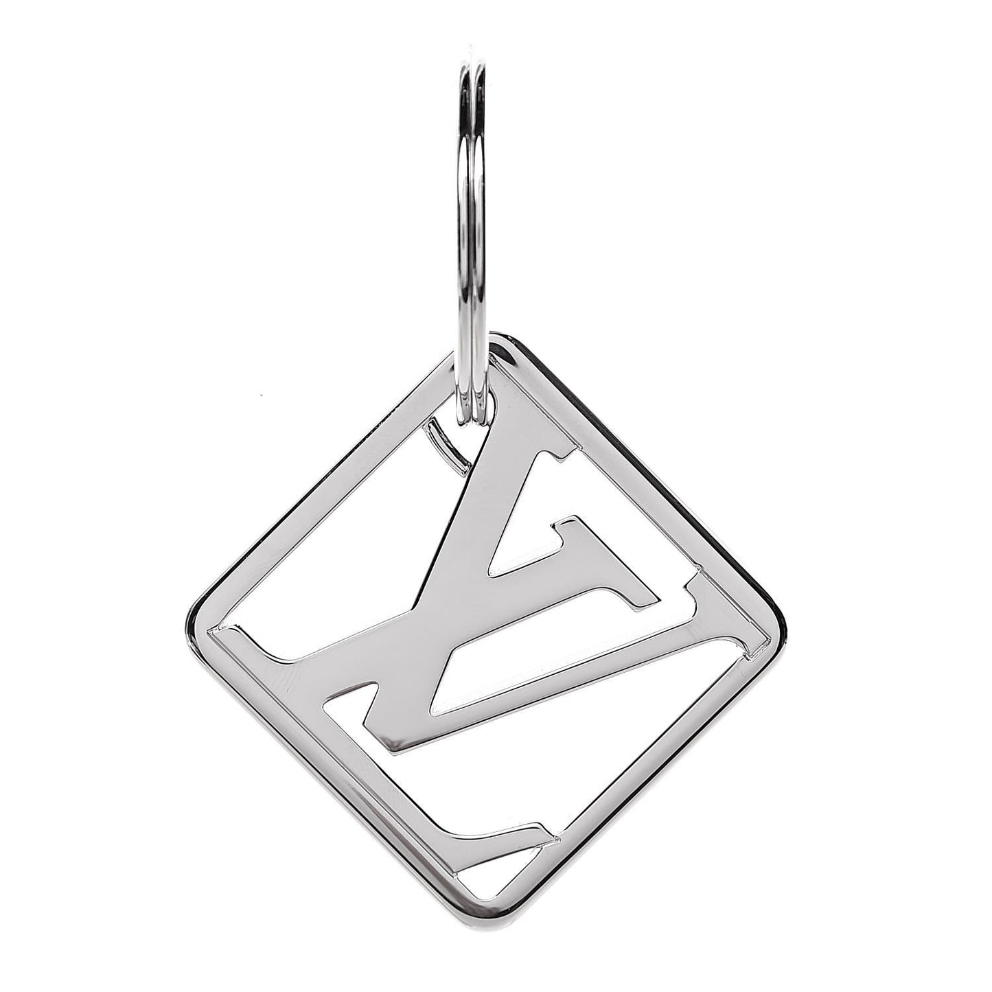 LV Logo Bag Charm Key Holder Silver
