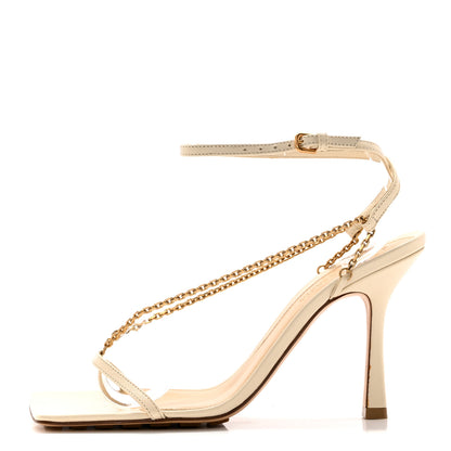 Bottega Veneta Lambskin Stretch Chain Strap 90mm Sandals 37.5 Sea Salt 1 of 14