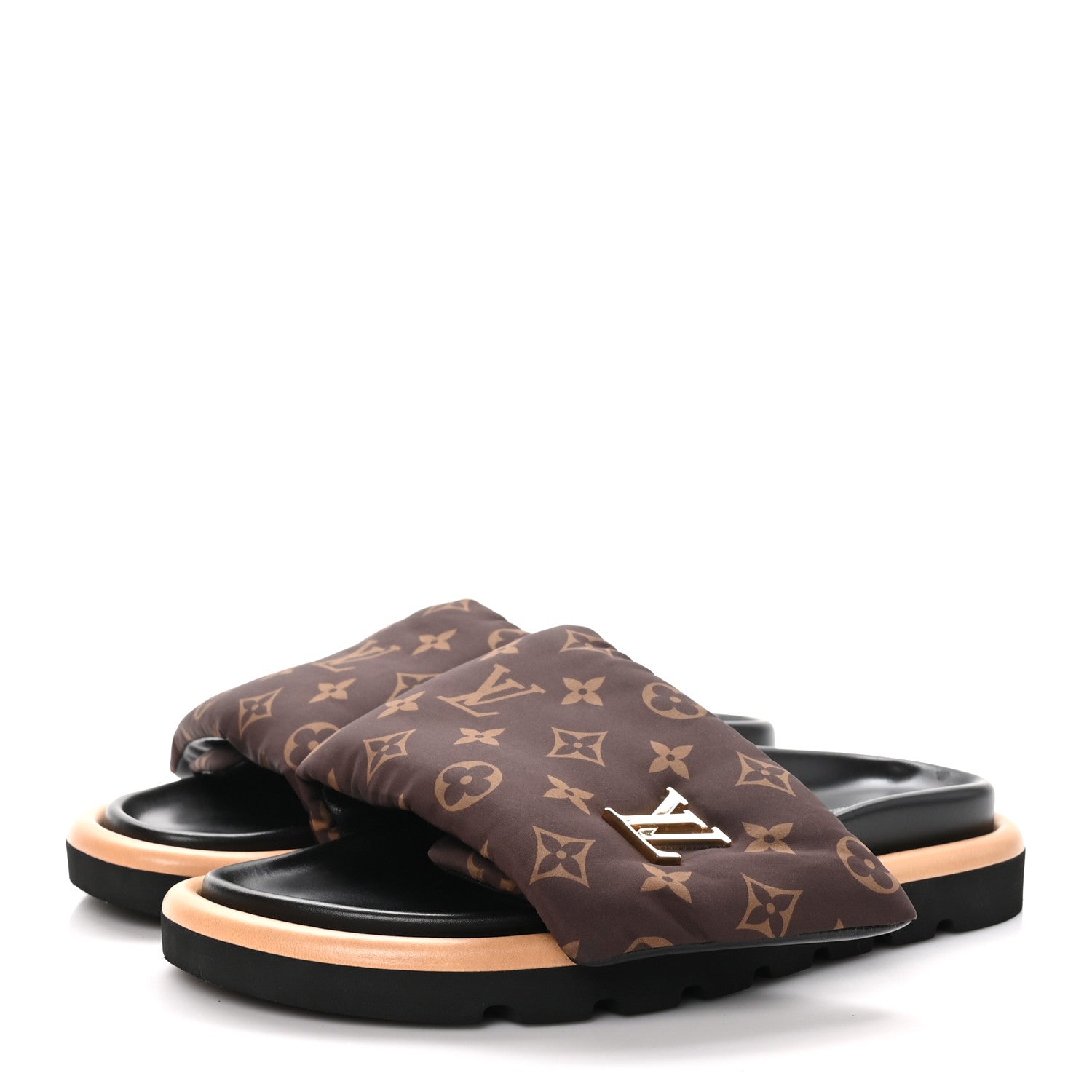 Louis Vuitton Nylon Monogram LV Pool Pillow Flat Comfort Mule 40 Cacao Brown 3 of 9