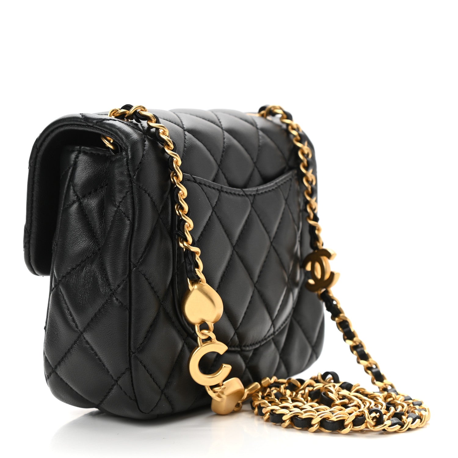 Chanel Lambskin Enamel Quilted Mini Coco Hearts Square Flap Black 3 of 10