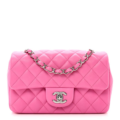 Chanel Lambskin Quilted Mini Rectangular Flap Neon Pink 1 of 11