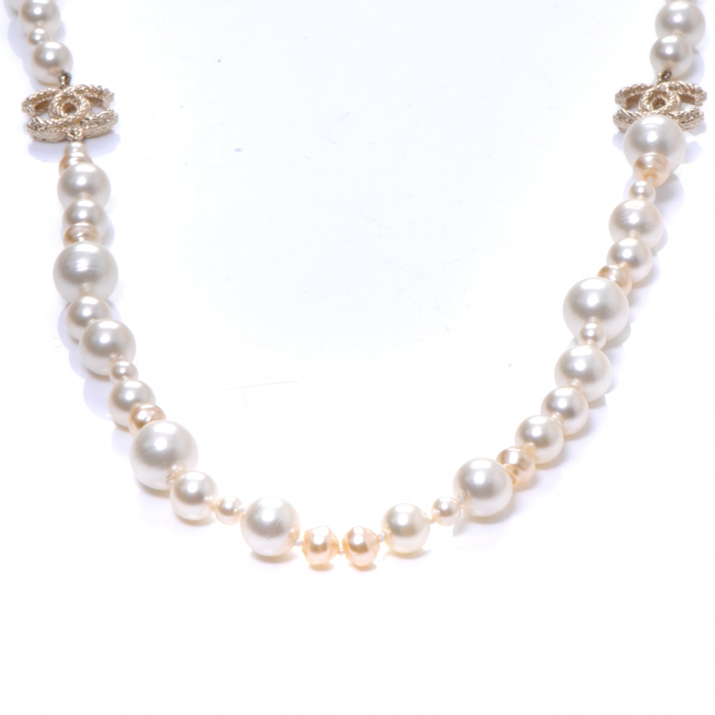 Classic CC Long Irregular Pearl Necklace Gold