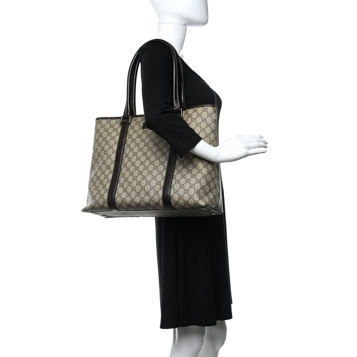 GG Plus Monogram Medium Joy Tote Dark Brown