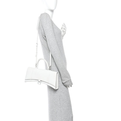 Balenciaga Shiny Box Calfskin Tonal B Hourglass Stretch Top Handle Bag White 2 of 15