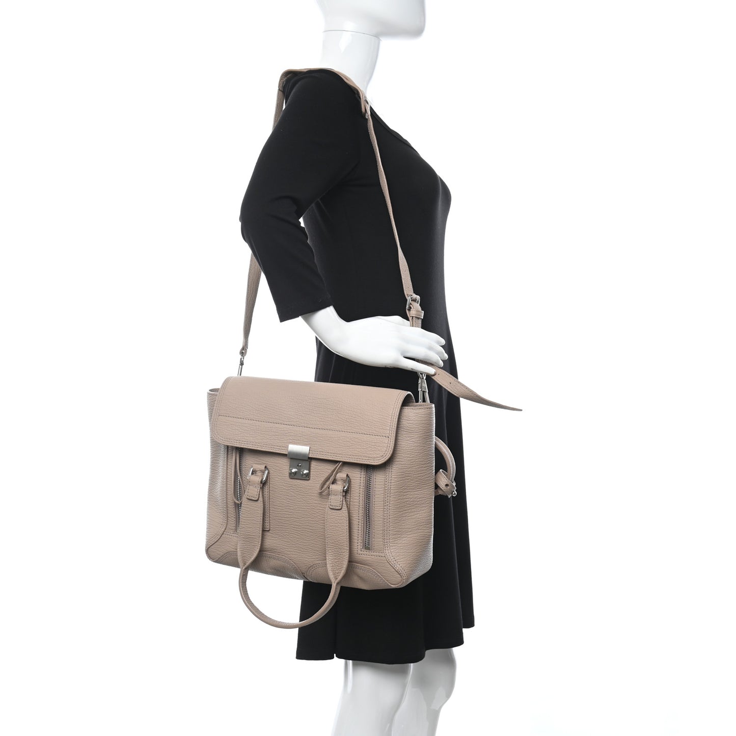 Textured Calfskin Medium Pashli Satchel Khaki