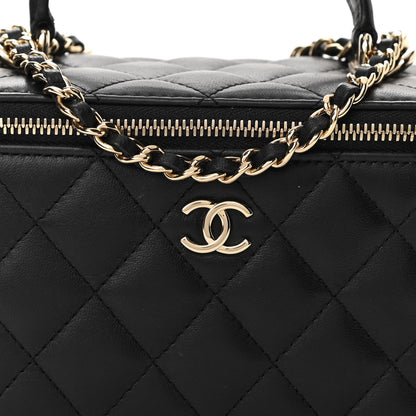 Chanel Lambskin Quilted Small Top Handle Vanity Case With Chain Black 9 of 13