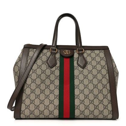 Gucci GG Supreme Monogram Web Medium Ophidia Tote Bag Brown 1 of 10