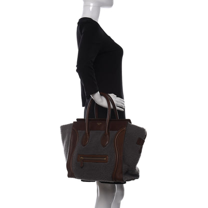 Celine Smooth Calfskin Shearling Mini Luggage Grey 2 of 9