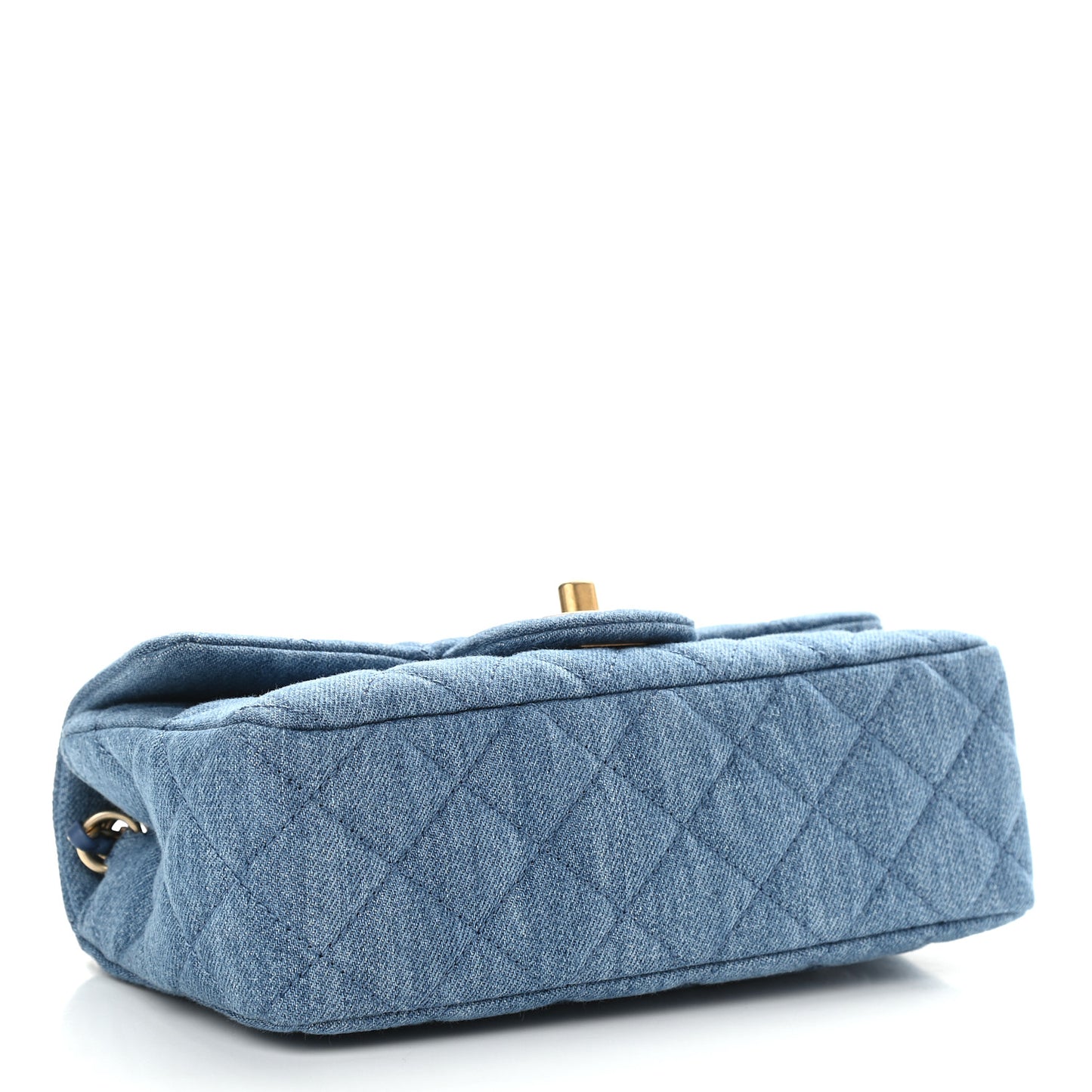 Denim Quilted Mini Pearl Crush Rectangular Flap Blue