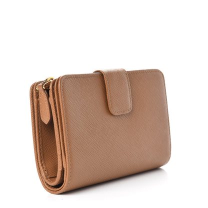 Prada Saffiano Metal Compact Wallet Caramel 2 of 11