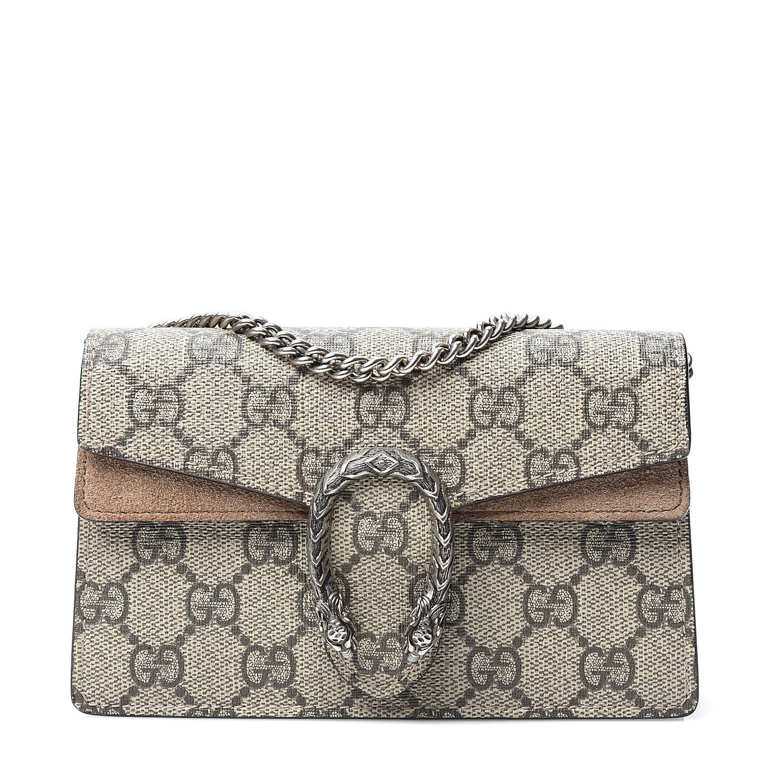 Gucci GG Supreme Monogram Super Mini Dionysus Shoulder Bag Taupe 1 of 8