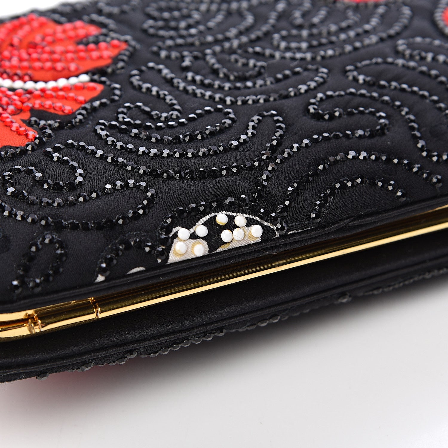 Judith Leiber Fabric Crystal Flower Clutch Black 13 of 17