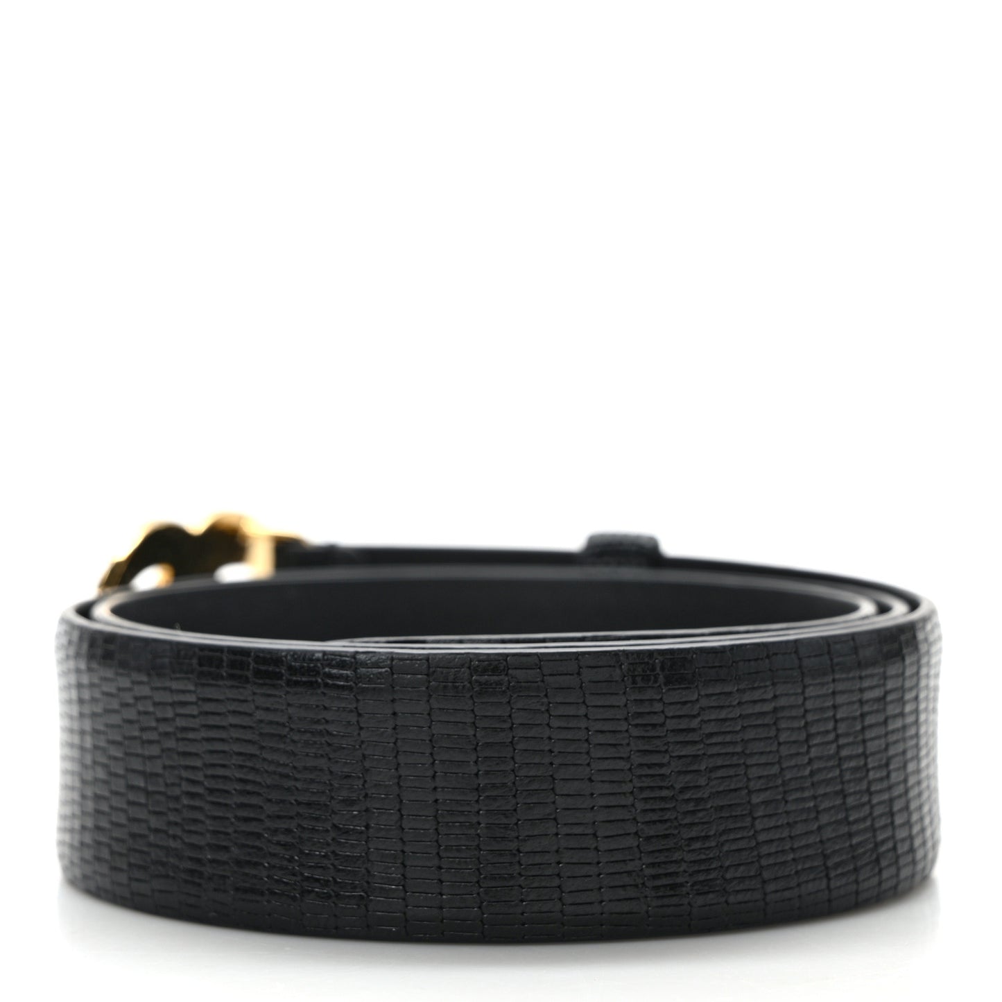 Lizard Embossed Calfskin Gripoix Poured Glass Along The Nile CC Belt 70 28 Black Gold Orange
