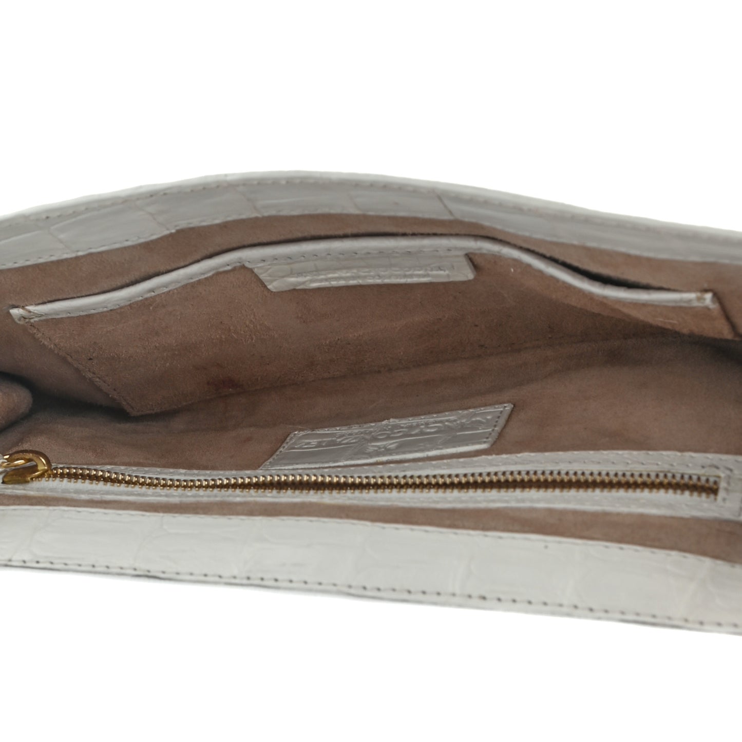 Crocodile Foldover Clutch White