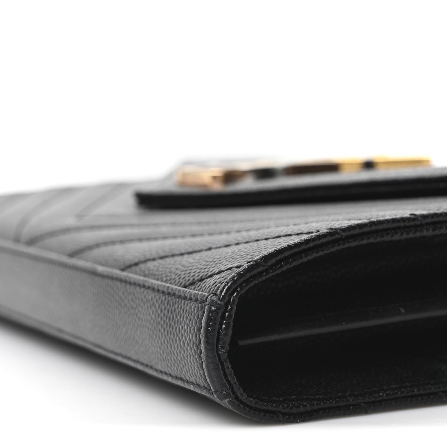 Grain De Poudre Matelasse Chevron Monogram Chain Wallet Black