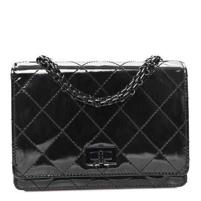 Chanel Patent Calfskin Quilted Reissue Mini Wallet On Chain So Black 1 of 13