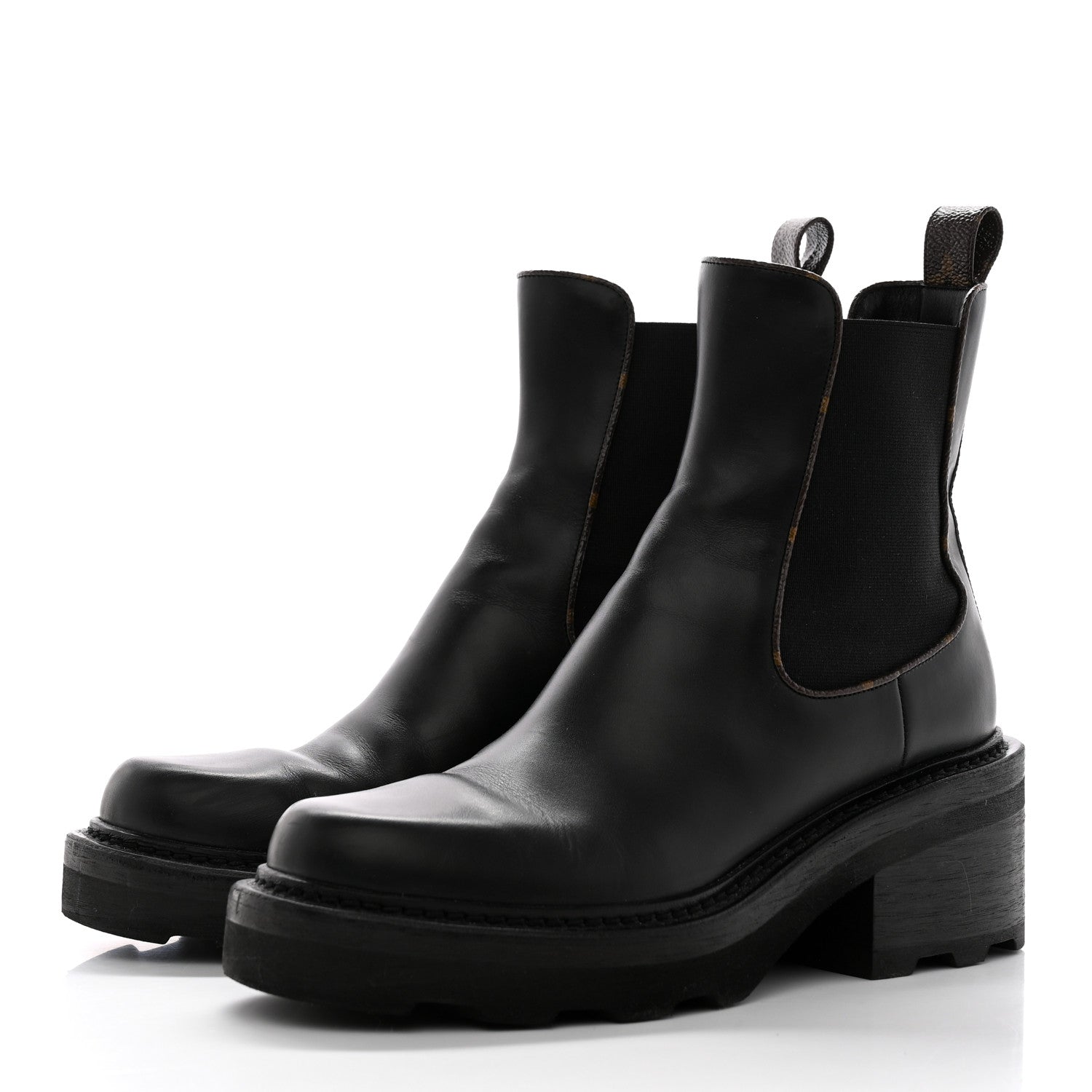 Louis Vuitton Calfskin Monogram Beaubourg Ankle Boots 37 Black 3 of 12
