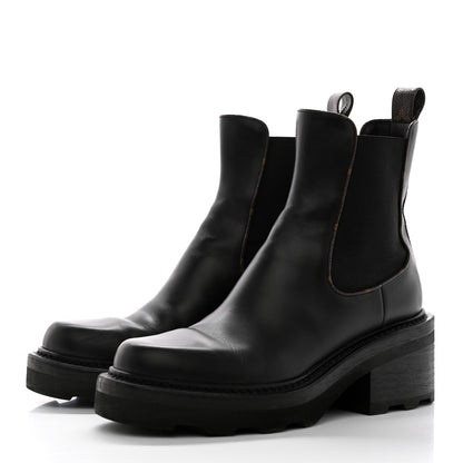 Louis Vuitton Calfskin Monogram Beaubourg Ankle Boots 37 Black 3 of 12
