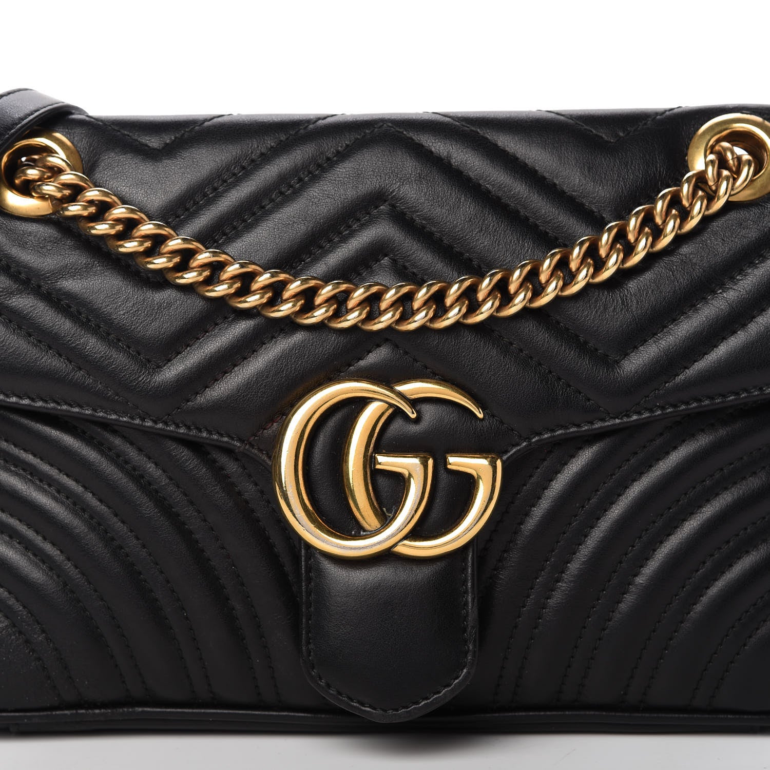 Gucci Calfskin Matelasse Small GG Marmont Shoulder Bag Black 10 of 10
