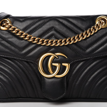 Gucci Calfskin Matelasse Small GG Marmont Shoulder Bag Black 10 of 10