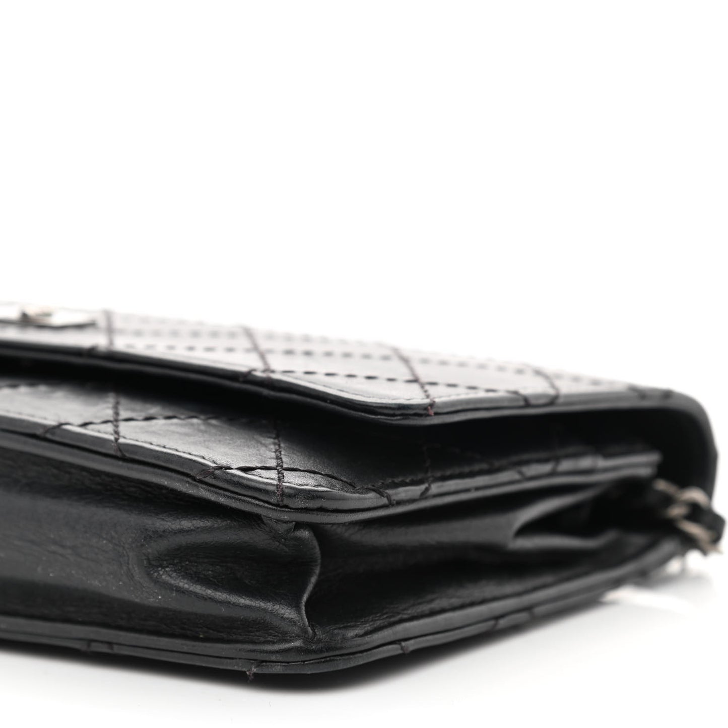 Calfskin Quilted Reissue Wallet On Chain WOC Black