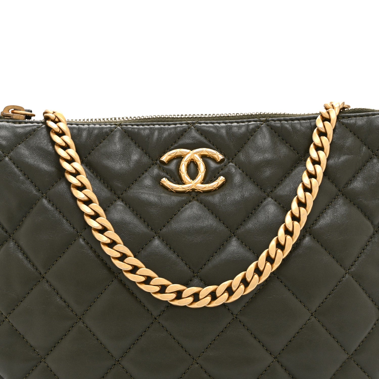 Chanel Lambskin Quilted Pillow Crush Chain Hobo Khaki 8 of 10