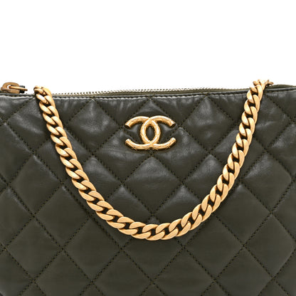 Chanel Lambskin Quilted Pillow Crush Chain Hobo Khaki 8 of 10