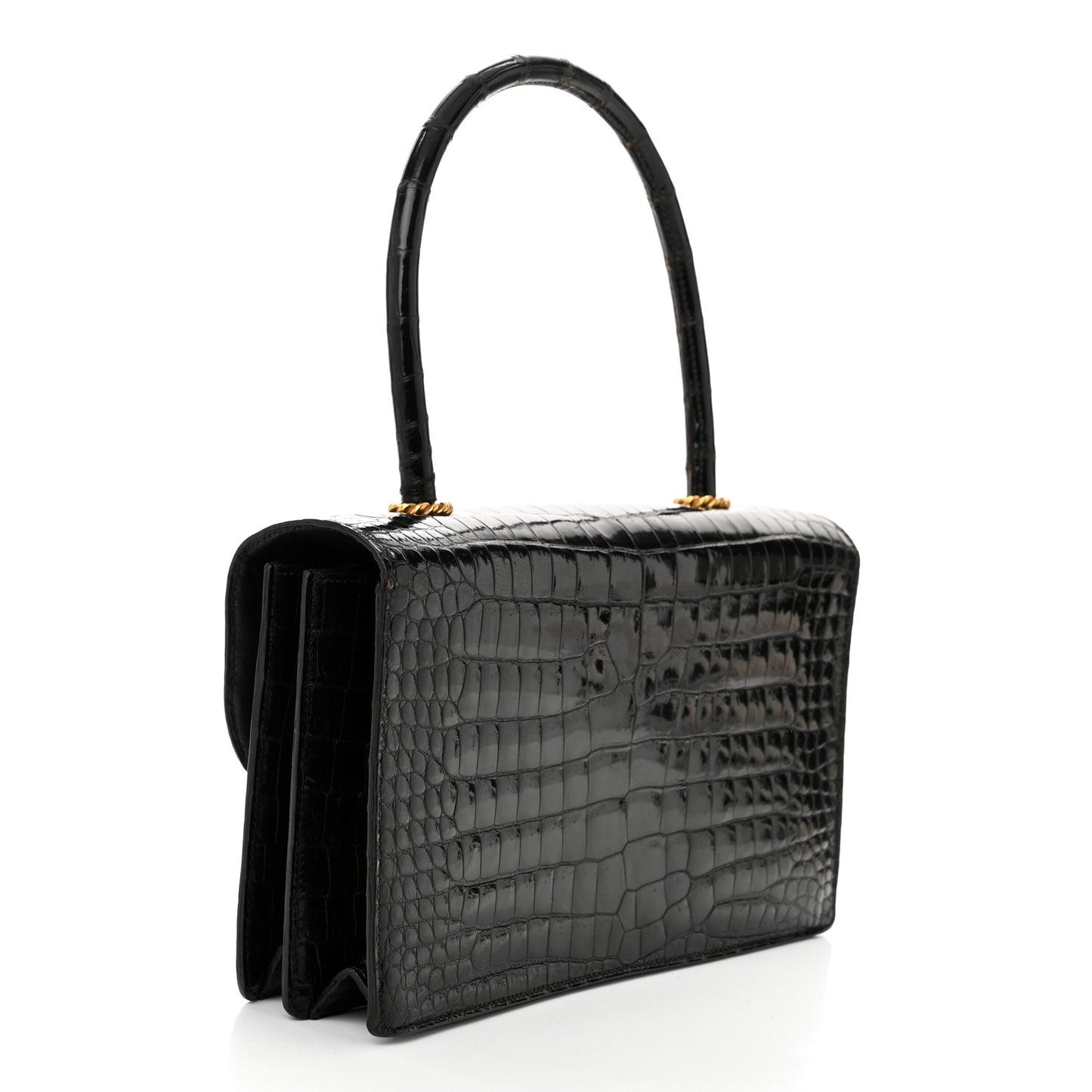 Shiny Crocodile Sac Cordeliere Black